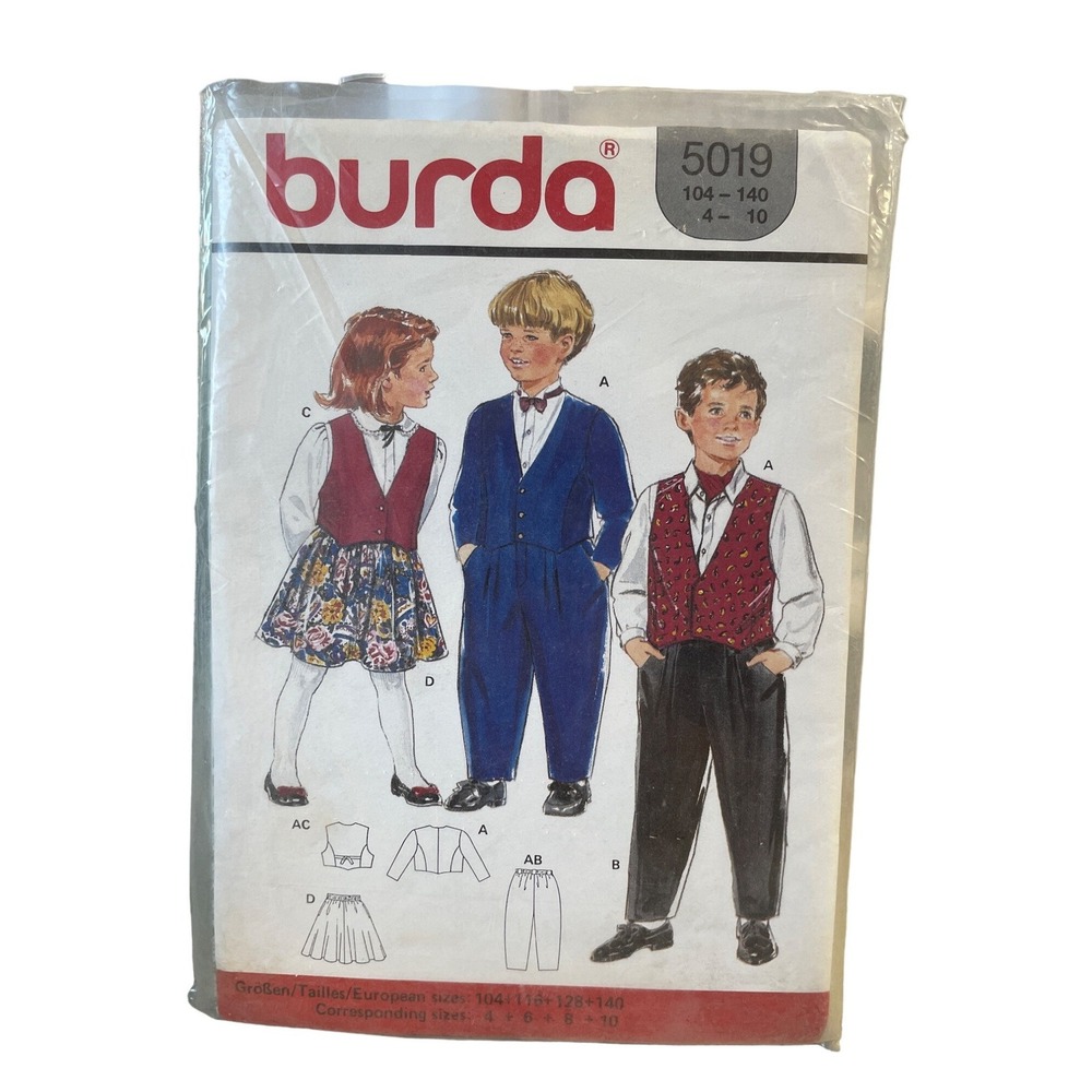 Burda‎ Sewing Pattern 5019 Skirt Pants Best Jacket Child Size 4-10